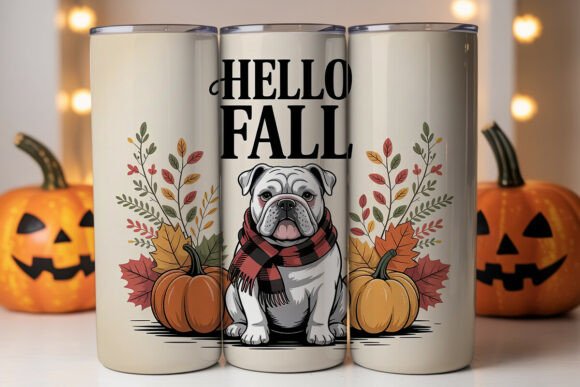 Autumn Bulldog Tumbler Wrap Graphics for Tumbler Wraps