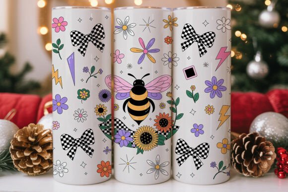 Checkered Bee Tumbler Wrap: Graphics for Tumbler Wraps