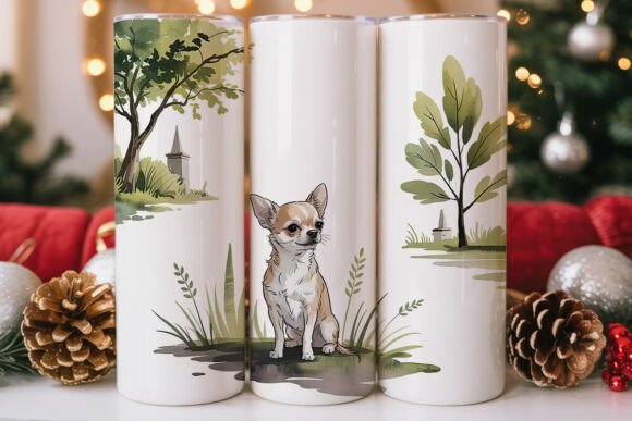 Chihuahua Dog Watercolor Tumbler Wraps & Graphics
