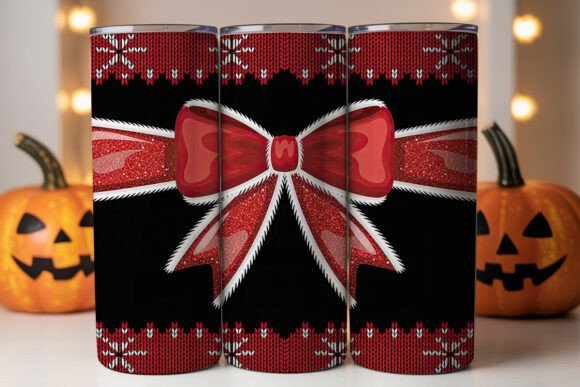 Christmas Red Bow 20oz Tumbler Wraps Graphics
