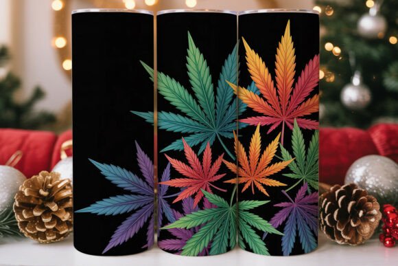 Colorful Cannabis Leaves Graphics for Tumbler Wraps