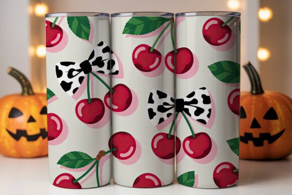 Cow Print Cherry Graphics for Tumbler Wraps