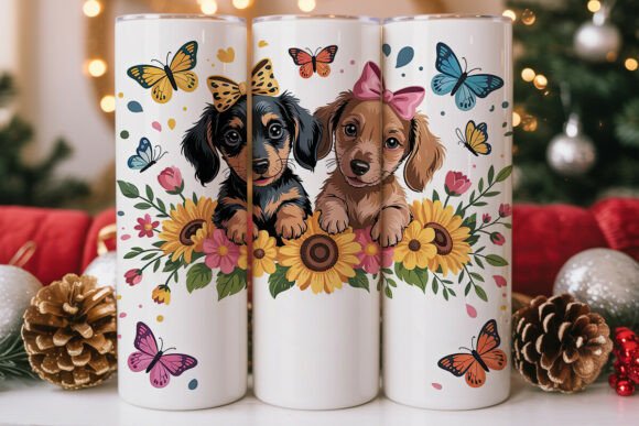 Cute Dachshund Puppies Graphics & Tumbler Wraps