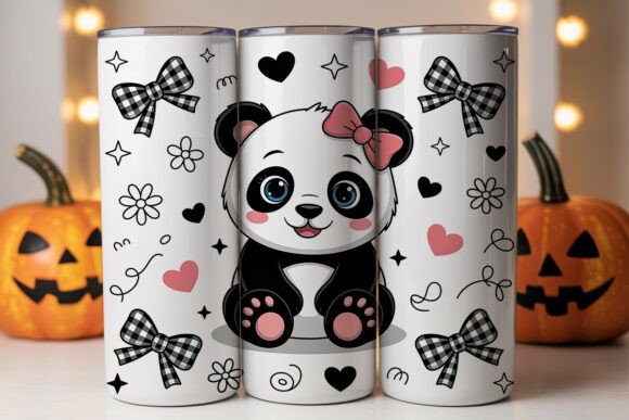 Cute Emo Panda Tumbler Wrap Graphics for Digital Sellers