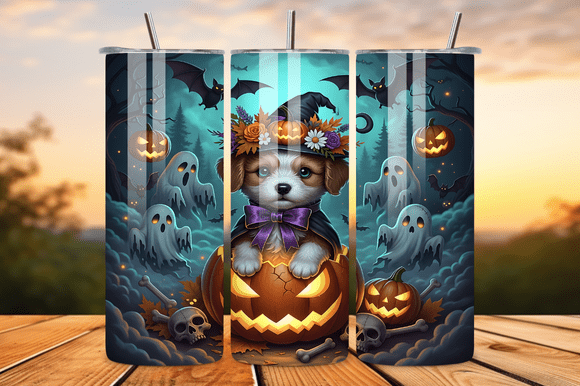 Cute Witch Puppy Halloween Tumbler Wrap: A Designer’s Review