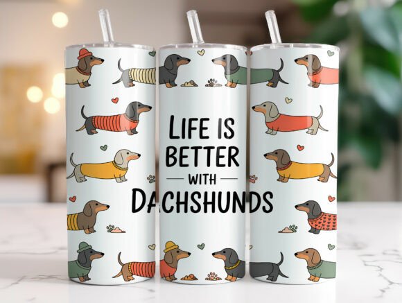Dachshund Life Better with Dogs Tumbler Graphics Set