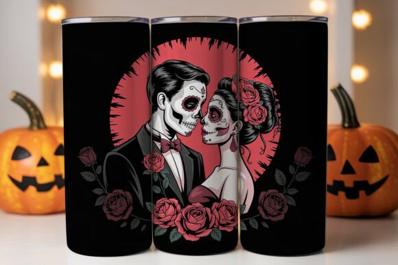 Day of the Dead Couple 20oz Tumbler Wraps Graphics