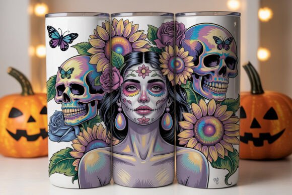 Day of the Dead Holographic Tumbler Wraps & Graphics