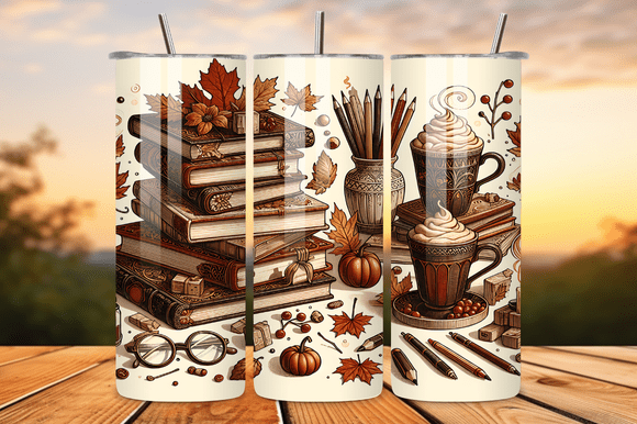 Fall Books Coffee 20oz Tumbler Wrap: Graphics Review