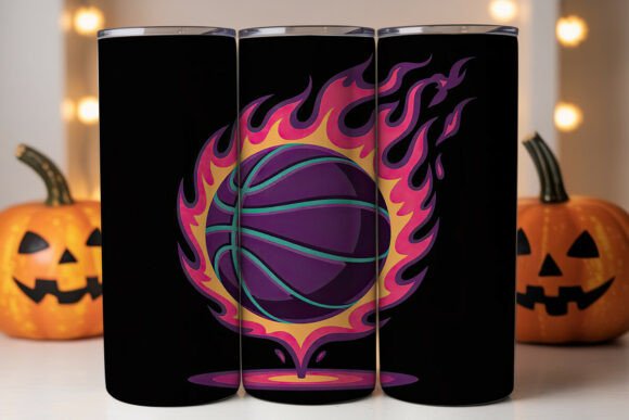 Fiery Basketball 20oz Tumbler Wrap Graphics for Crafters