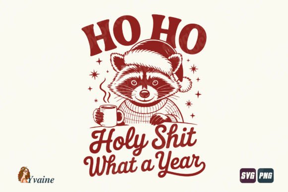 Funny Christmas SVG Raccoon Graphics & T-Shirt Designs