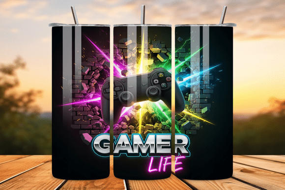 Gamer Life 20oz Tumbler Wrap Sublimation Graphics