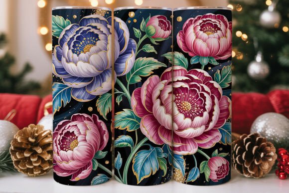 Gold Foil Floral Tumbler Wrap Graphics