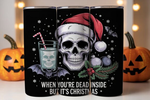 Gothic Christmas Skull Tumbler Wrap Graphics