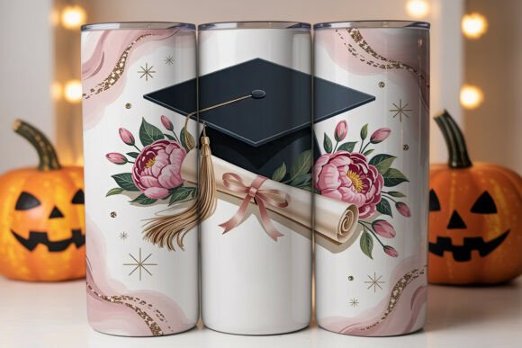 Graduation Floral Tumbler Design: Graphics and Tumbler Wraps