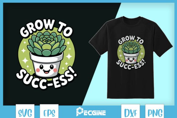 Grow to Success: A Succulent Pun SVG for T-Shirt Graphics
