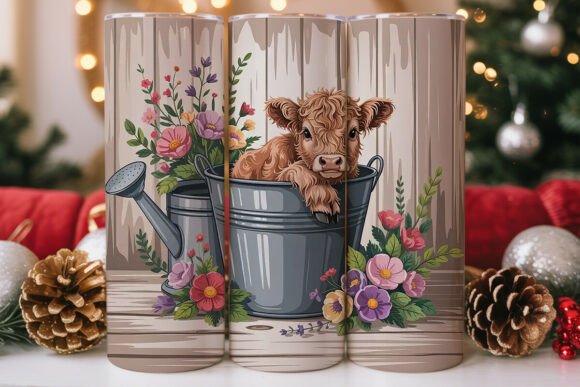 Highland Cow in Bucket Tumbler Wraps: Graphics Review