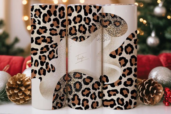 Leopard Print Glitter 20oz Tumbler Wrap Graphics for Tumbler Wraps