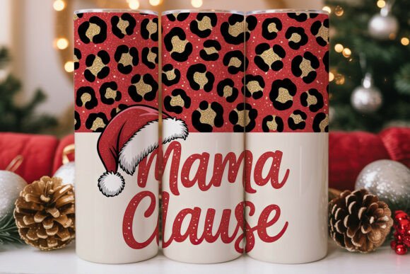 Mama Clause Leopard Christmas Tumbler Graphics & Wraps