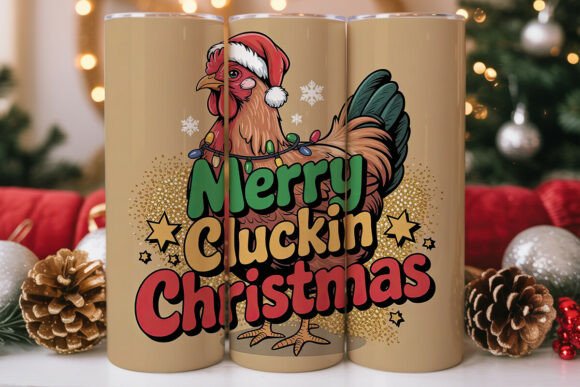 Merry Cluckin Christmas Tumbler Wraps Graphics