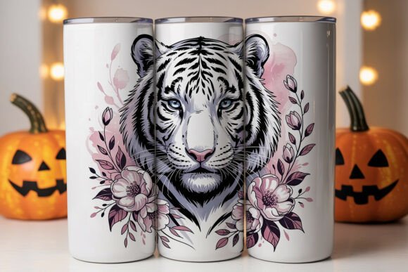 Mystical White Tiger 20oz Tumbler Wrap Graphics
