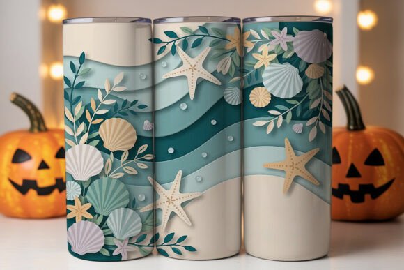 Papercut Seashells Tumbler Wrap for Graphics & Tumbler Wraps