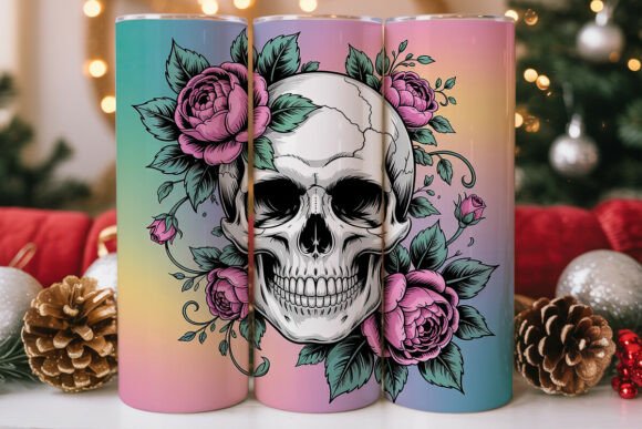 Pastel Goth Skull 20oz Tumbler Wrap