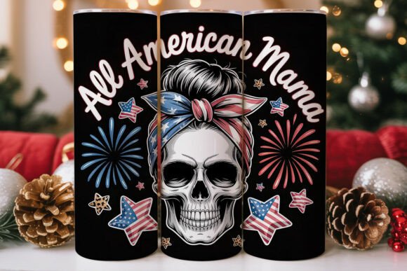 Patriotic Skull Mama Tumbler Wraps Graphics Review