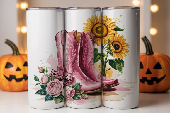 Pink Cowboy Boots Sunflowers PNG: Graphics & Tumbler Wraps Review