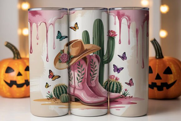 Pink Cowgirl Boots Tumbler Wrap Graphics Review for Designers