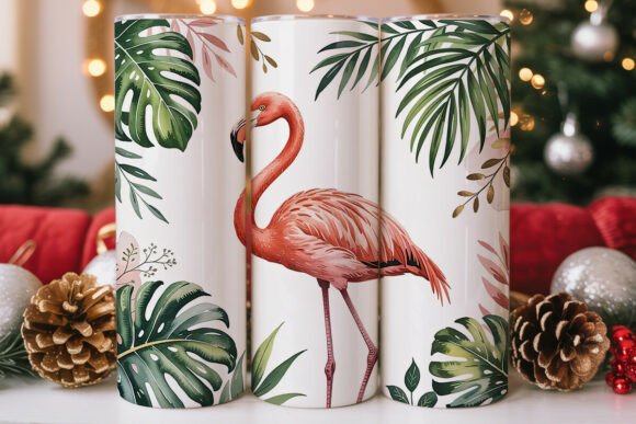 Pink Flamingo Tropical 20oz Tumbler Wrap