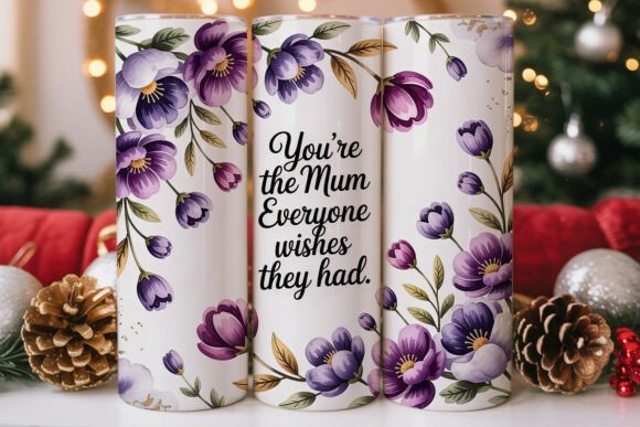 Purple Floral Mum Tumbler Wrap: Graphics Review for Tumbler Wraps