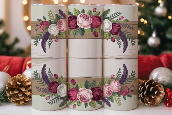 Rustic Floral Wood 20oz Tumbler Wrap Graphics