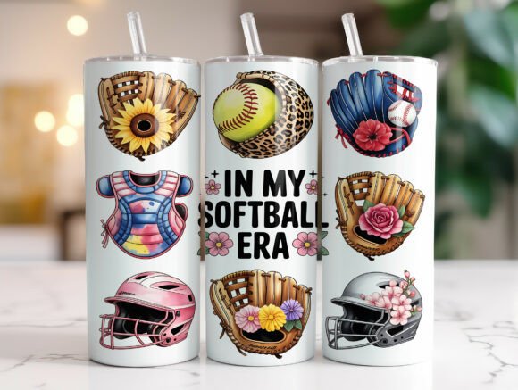 Softball 20oz Tumbler Wrap Sublimation Graphics for Tumbler Wraps