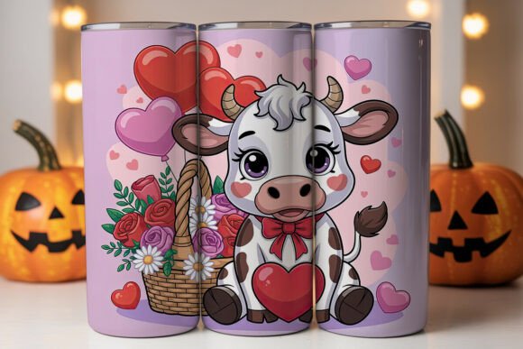 Valentine's Cow Tumbler Wrap Graphics for Crafters