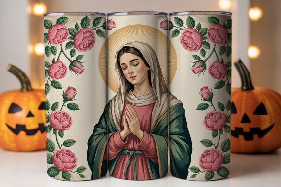 Virgin Mary Floral Tumbler Wrap Graphics for Brands