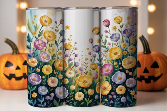Watercolor Flowers Tumbler Wrap Graphics for Local Business Branding