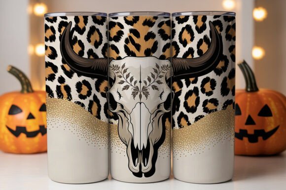 Western Boho Bull Skull Tumbler Wraps