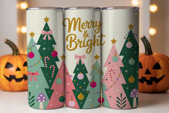 Whimsical Christmas Tumbler Wrap Graphics for Publishers